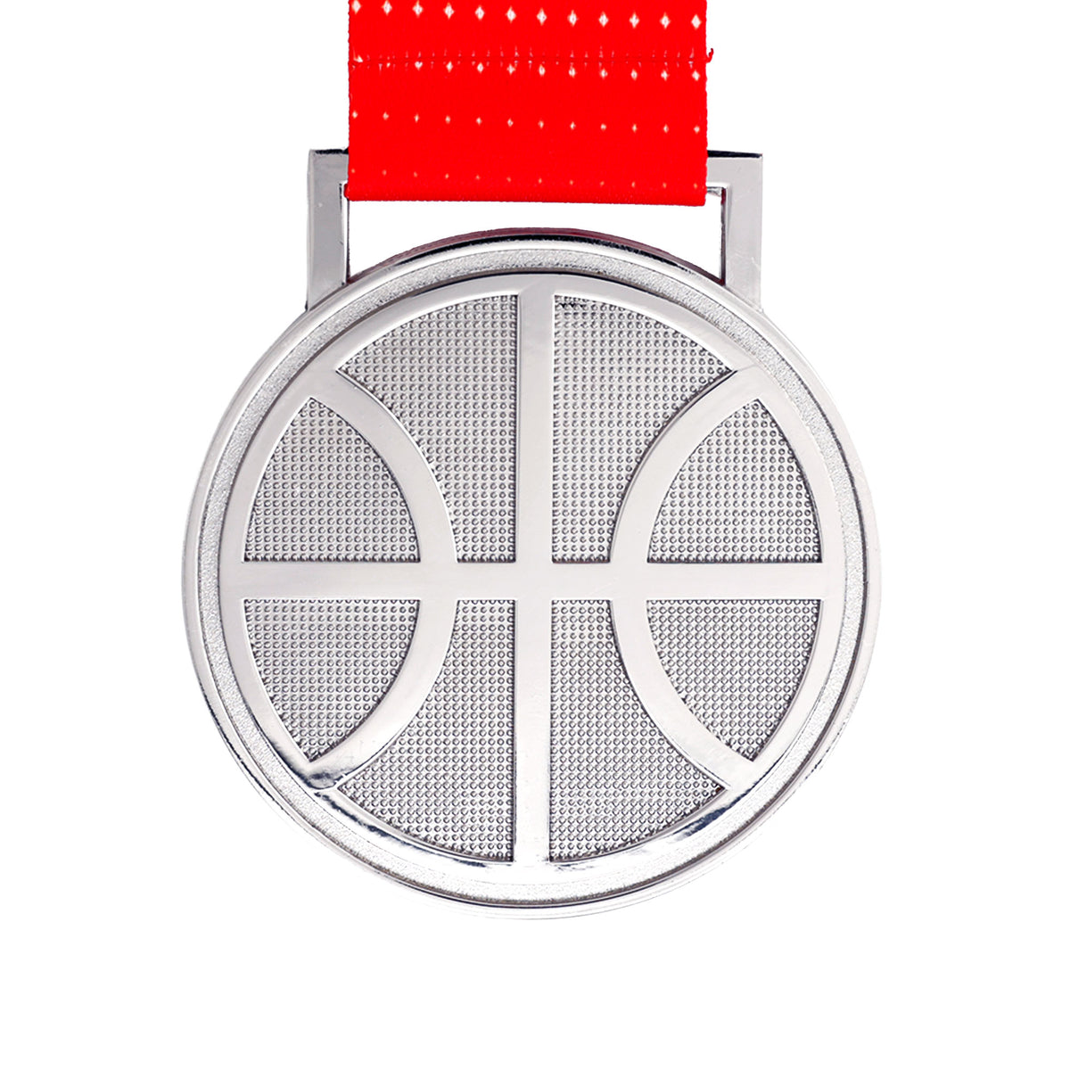 MED27 3'' Silver/Red&White Basketball Medal