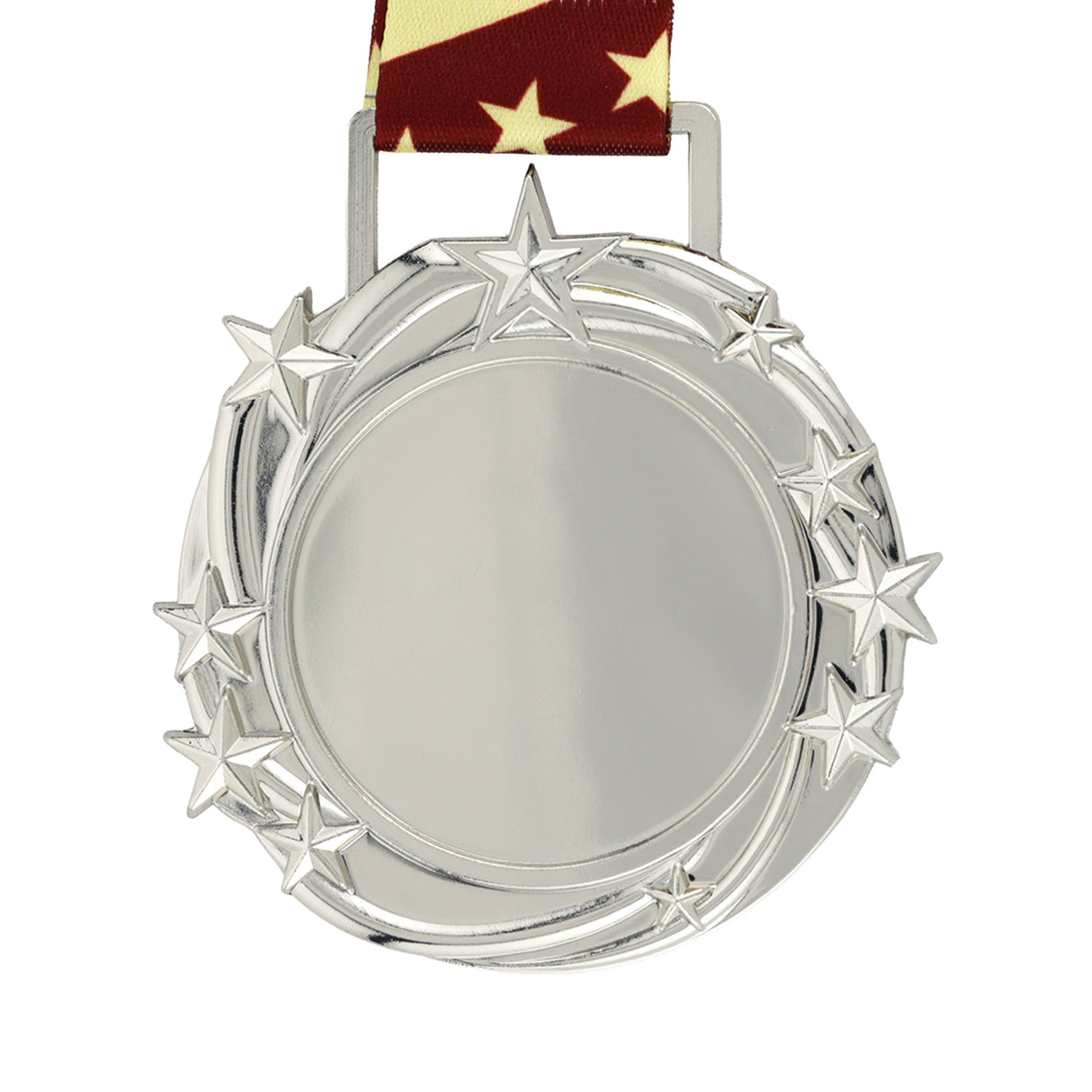 Med26 3.25" Blank Star Medal Silver&Tan/Brown