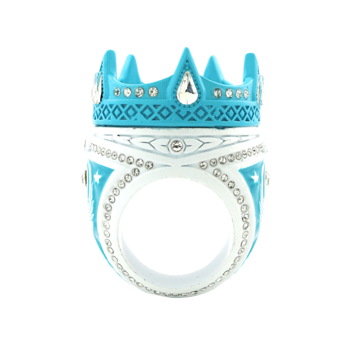 Crown26 White&Light Blue Ring