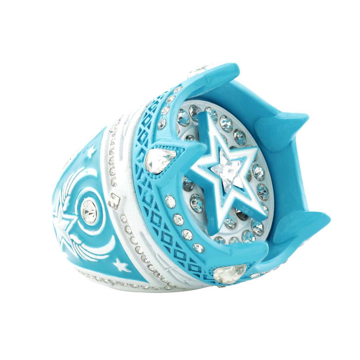 Crown26 White&Light Blue Ring