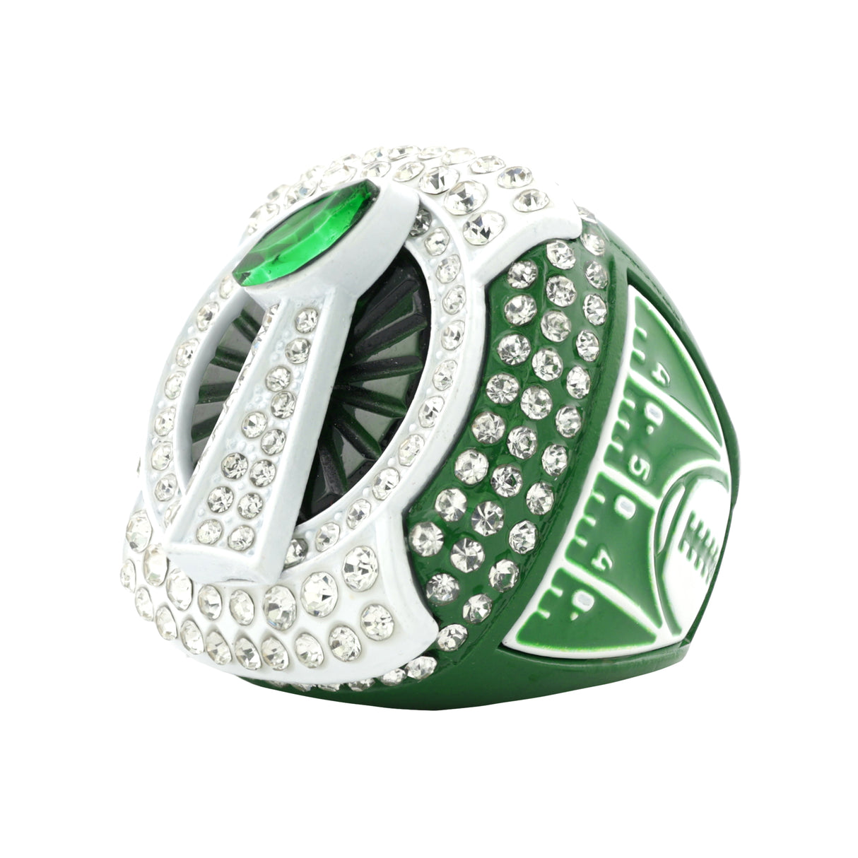 Football25 Green&White All Stones Ring