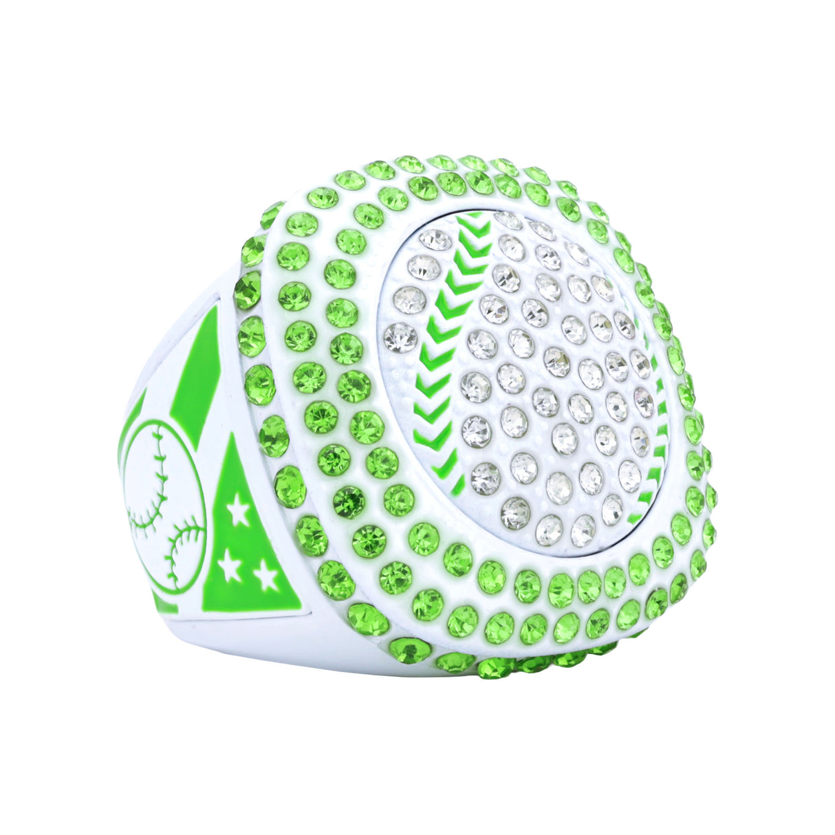 GEN25A Green&White All Stones Ring