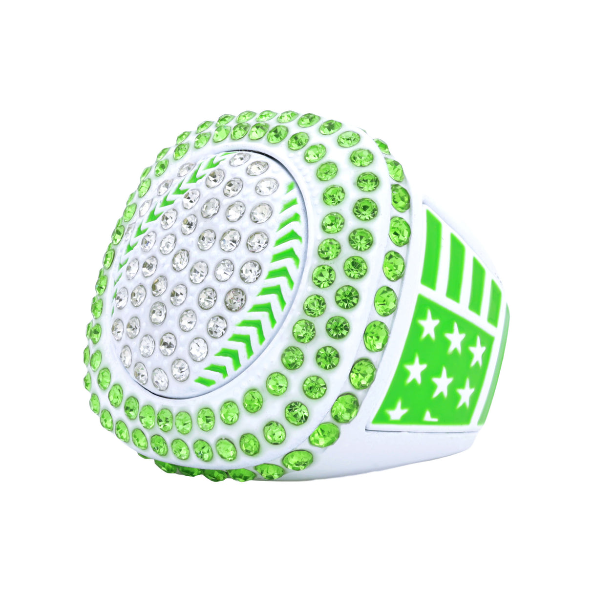 GEN25A Green&White All Stones Ring