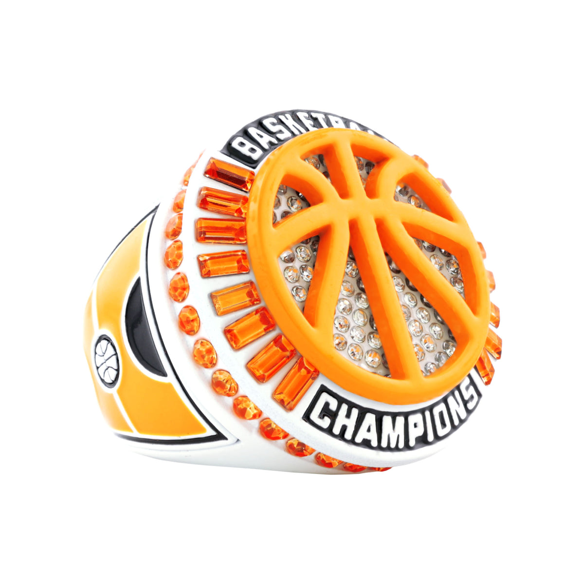 Basketball27B White&Orange Champions Ring