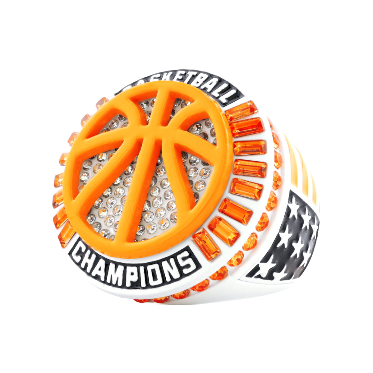 Basketball27B White&Orange Champions Ring