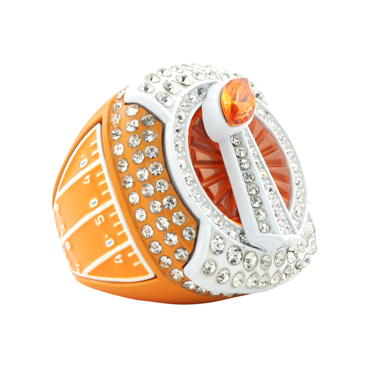 Football25 Orange&White All Stones Ring