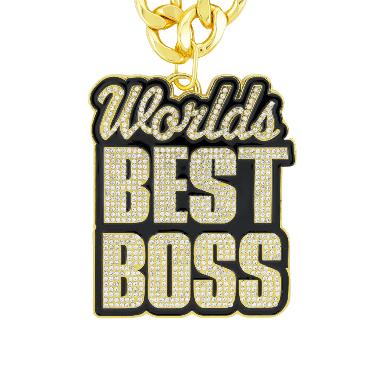 World's Best Boss Gold Stone Chain