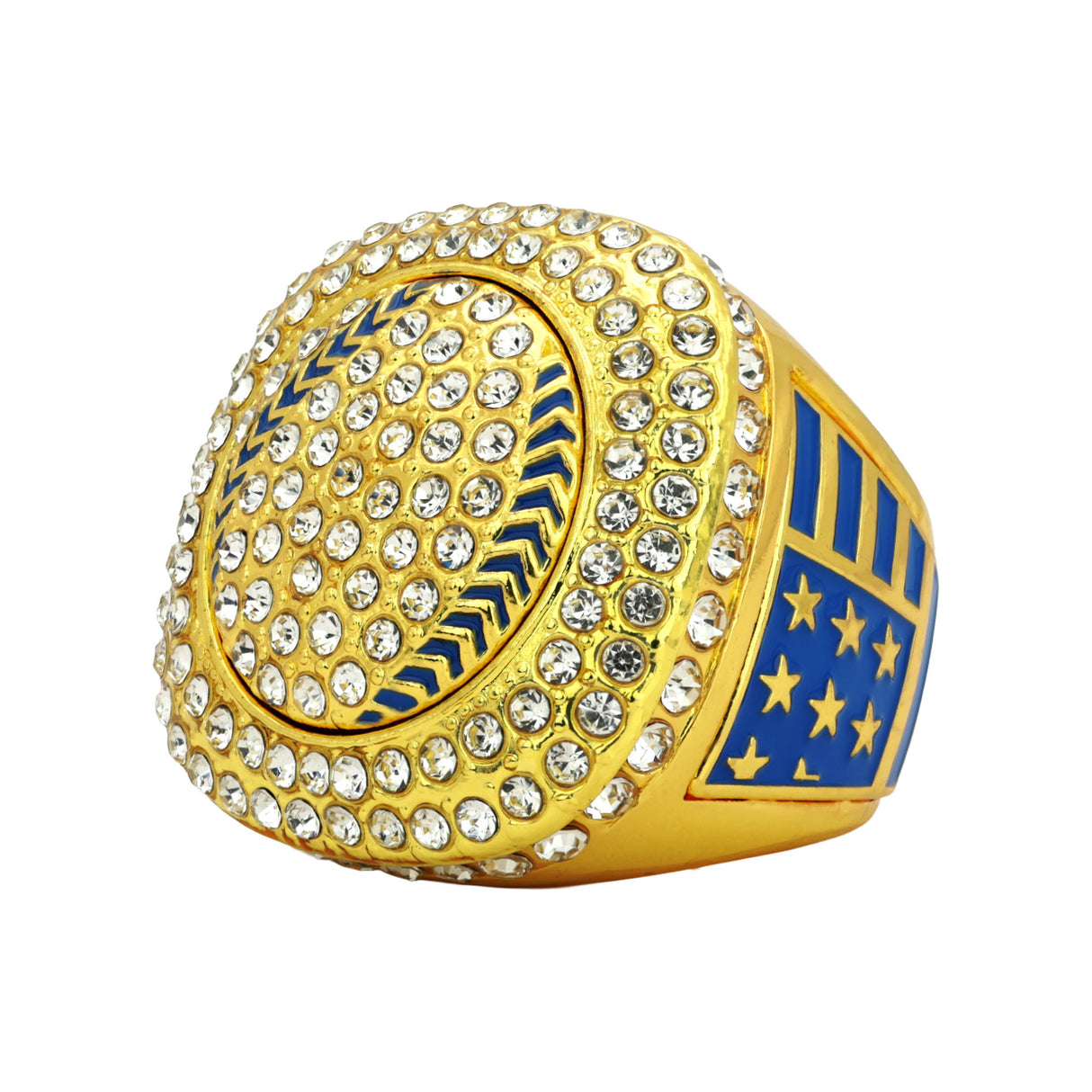 GEN25A Gold&Navy All Stones Ring
