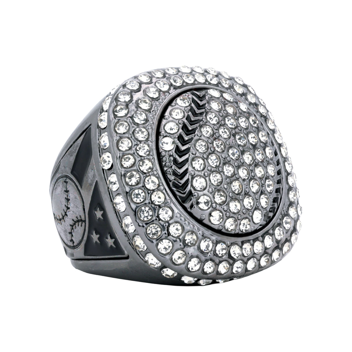 GEN25A Gunmetal&Black All Stones Ring