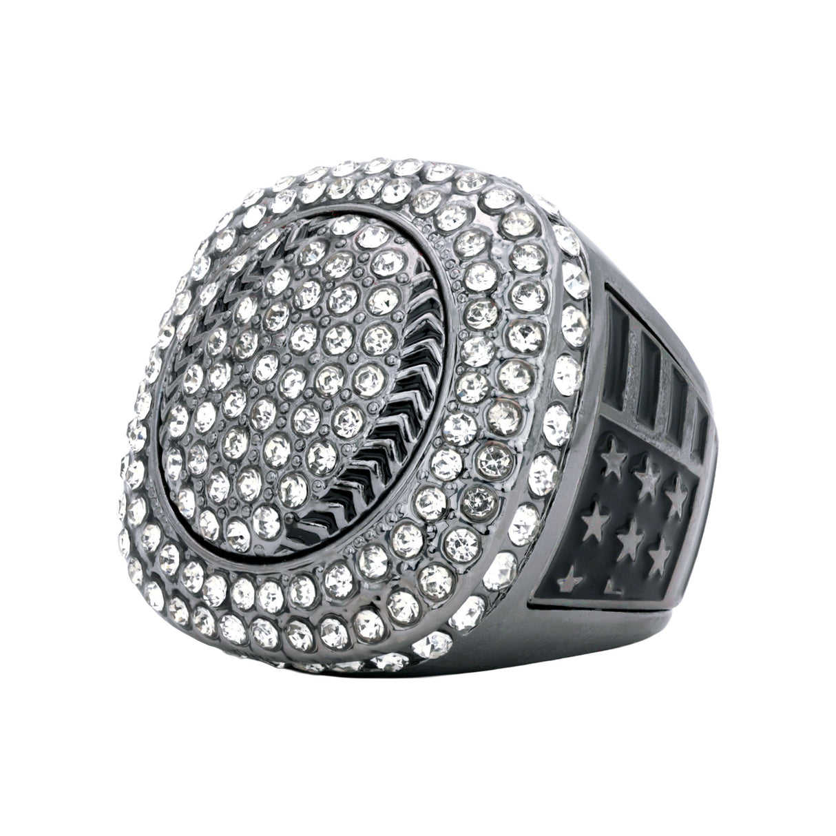 GEN25A Gunmetal&Black All Stones Ring