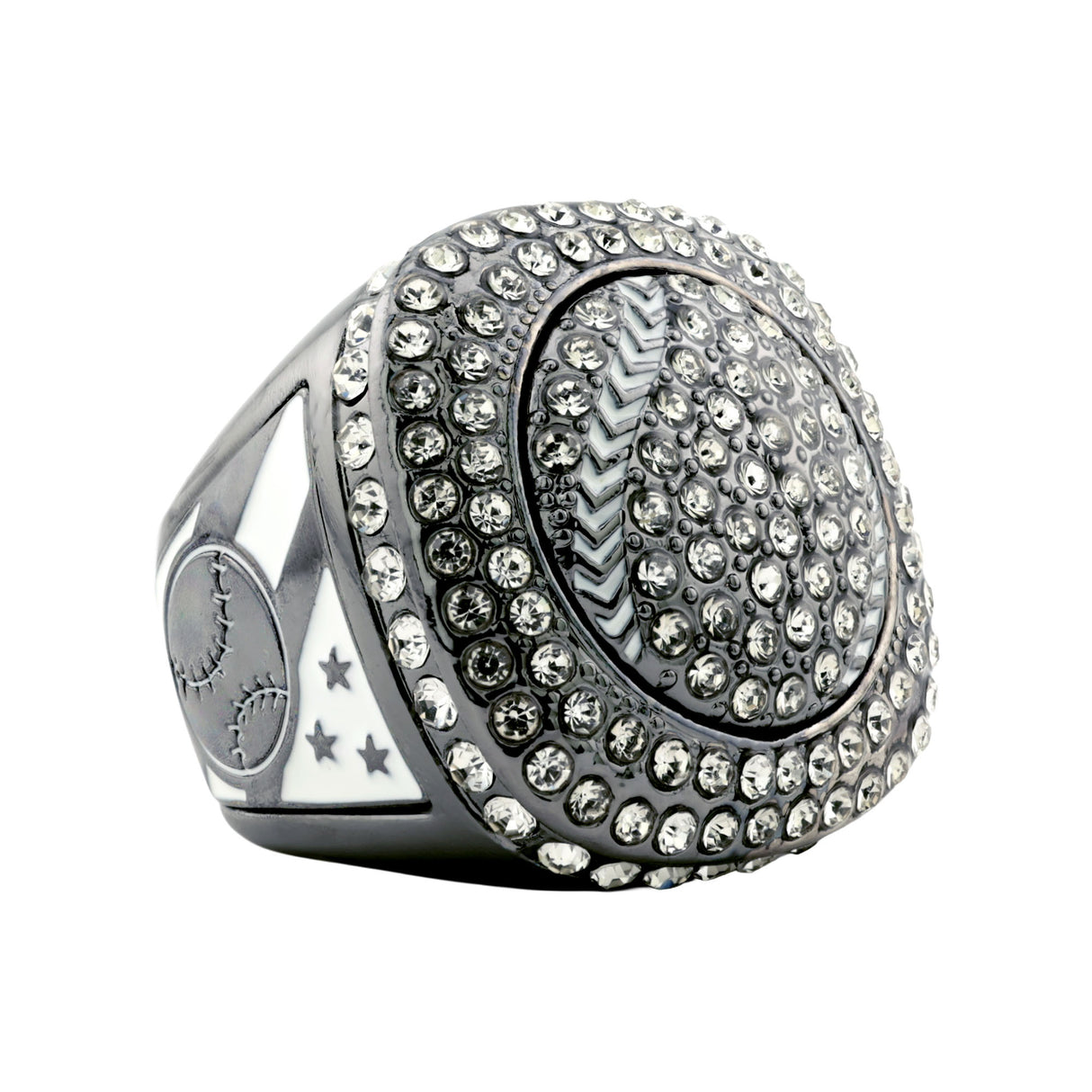 GEN25A Gunmetal&White All Stones Ring
