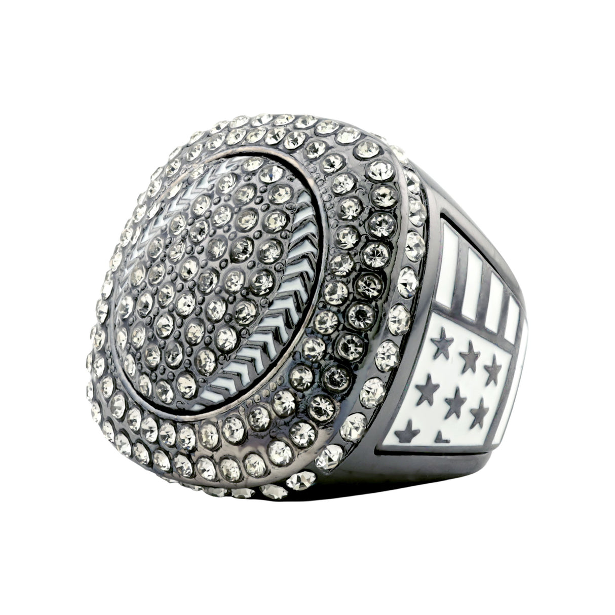 GEN25A Gunmetal&White All Stones Ring