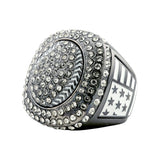 GEN25A Gunmetal&White All Stones Ring