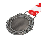 Med26 3.25" Blank Star Medal Antique Gunmetal&Red/White/Blue