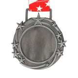 Med26 3.25" Blank Star Medal Antique Gunmetal&Red/White/Blue