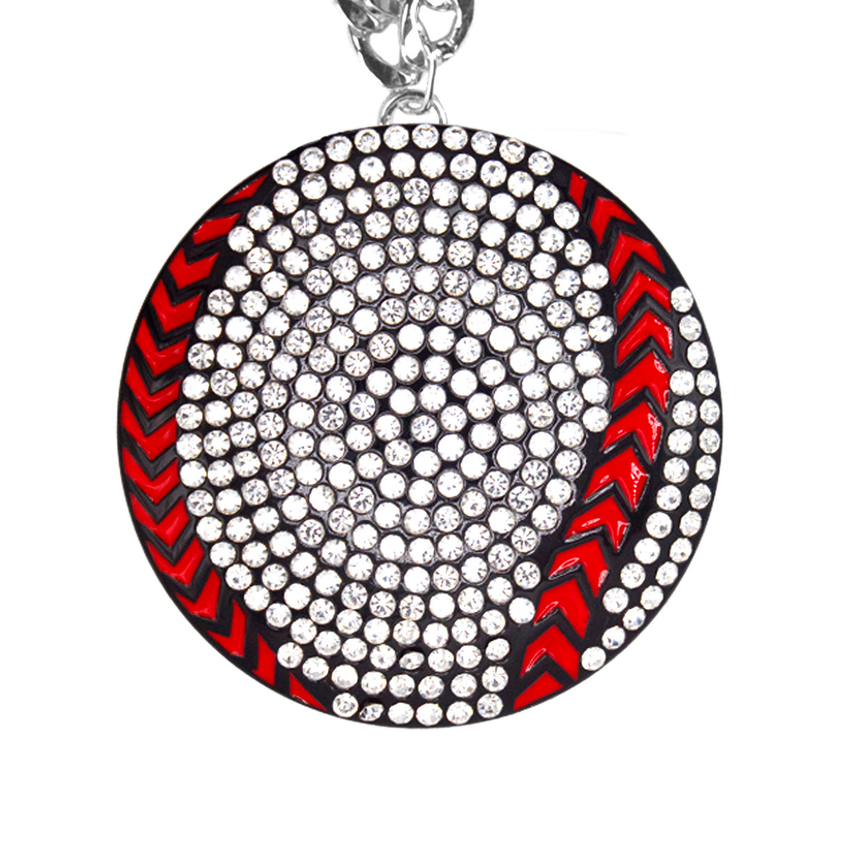 Baseball/Softball Stone Chain Black/Clear/Red
