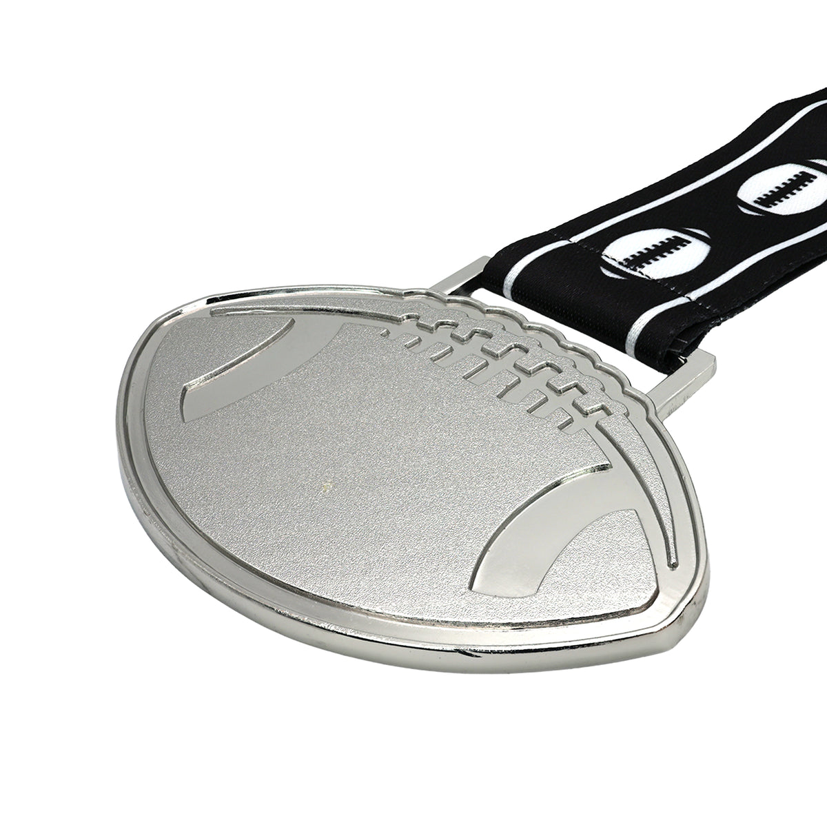 MED27 4'' Silver/Black&White Football Medal