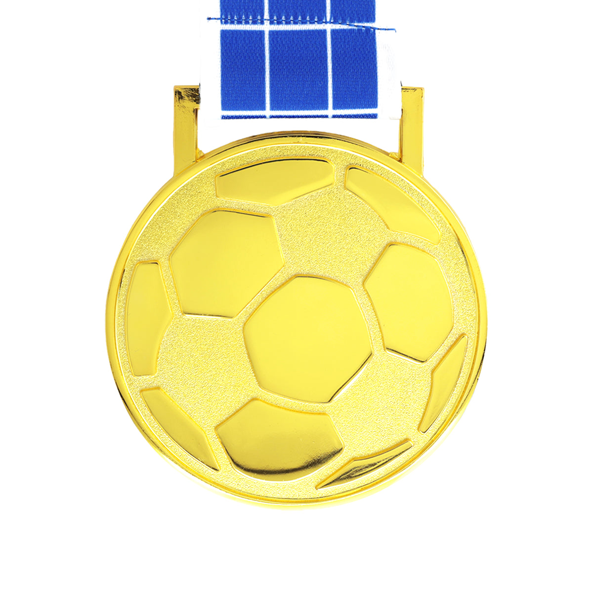 MED27 3'' Gold/Blue&White Soccer Medal