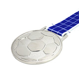 MED27 3'' Silver/Blue&White Soccer Medal