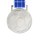 MED27 3'' Silver/Blue&White Soccer Medal