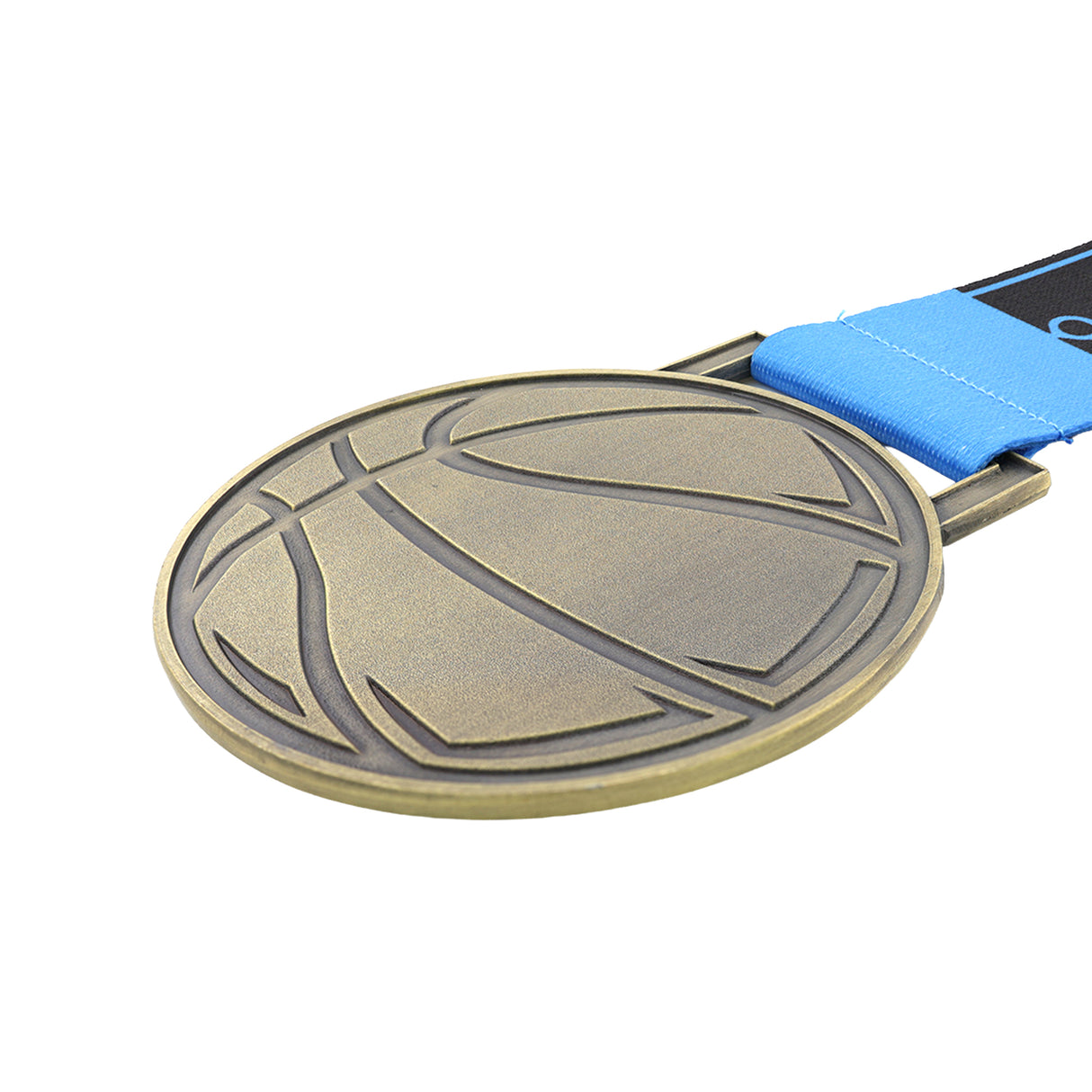 MED27 Basketball Medal - Antique Bronze&Blue