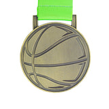 MED27 Basketball Medal - Antique Bronze&Green