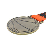 MED27 Basketball Medal - Antique Bronze&Orange