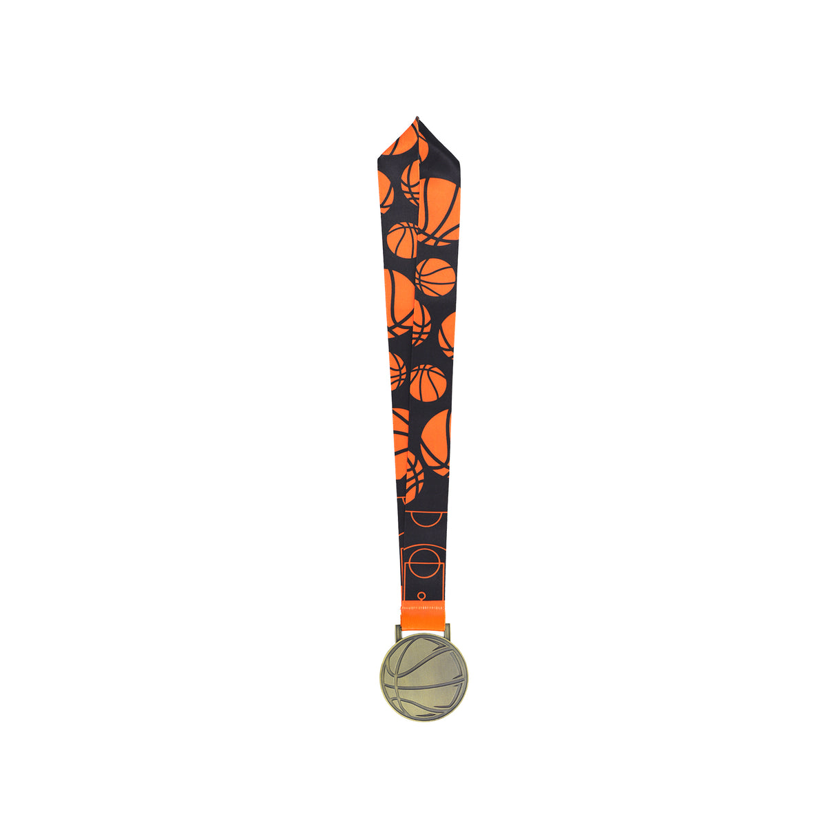MED27 Basketball Medal - Antique Bronze&Orange