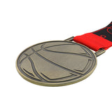 MED27 Basketball Medal - Antique Bronze&Red