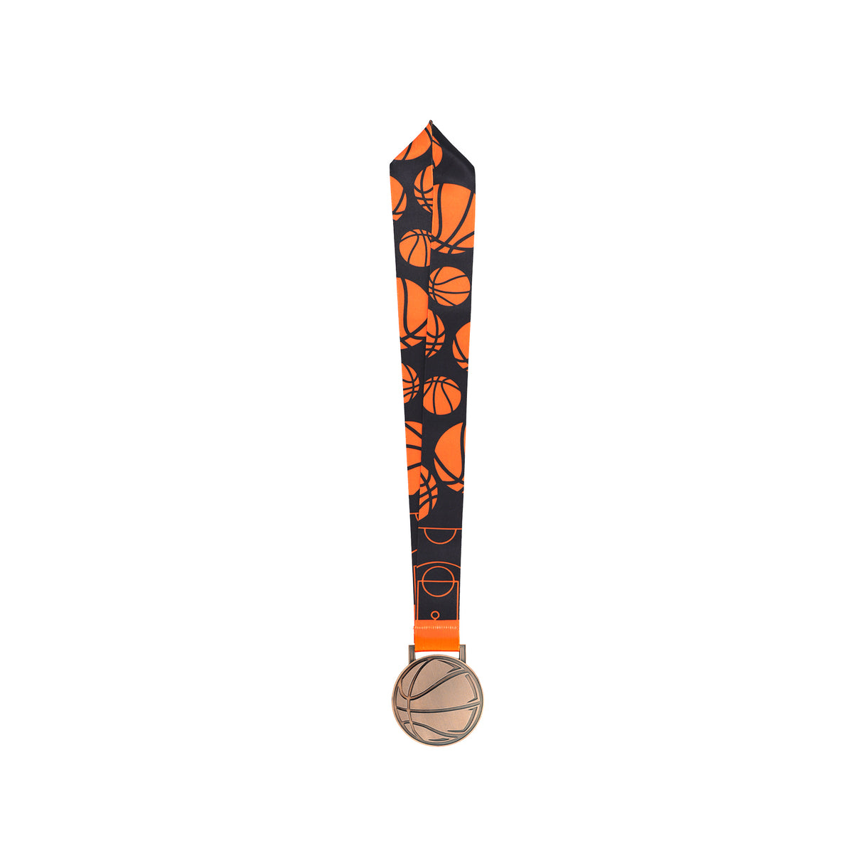 MED27 Basketball Medal - Antique Copper&Orange