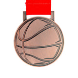 MED27 Basketball Medal - Antique Copper&Red