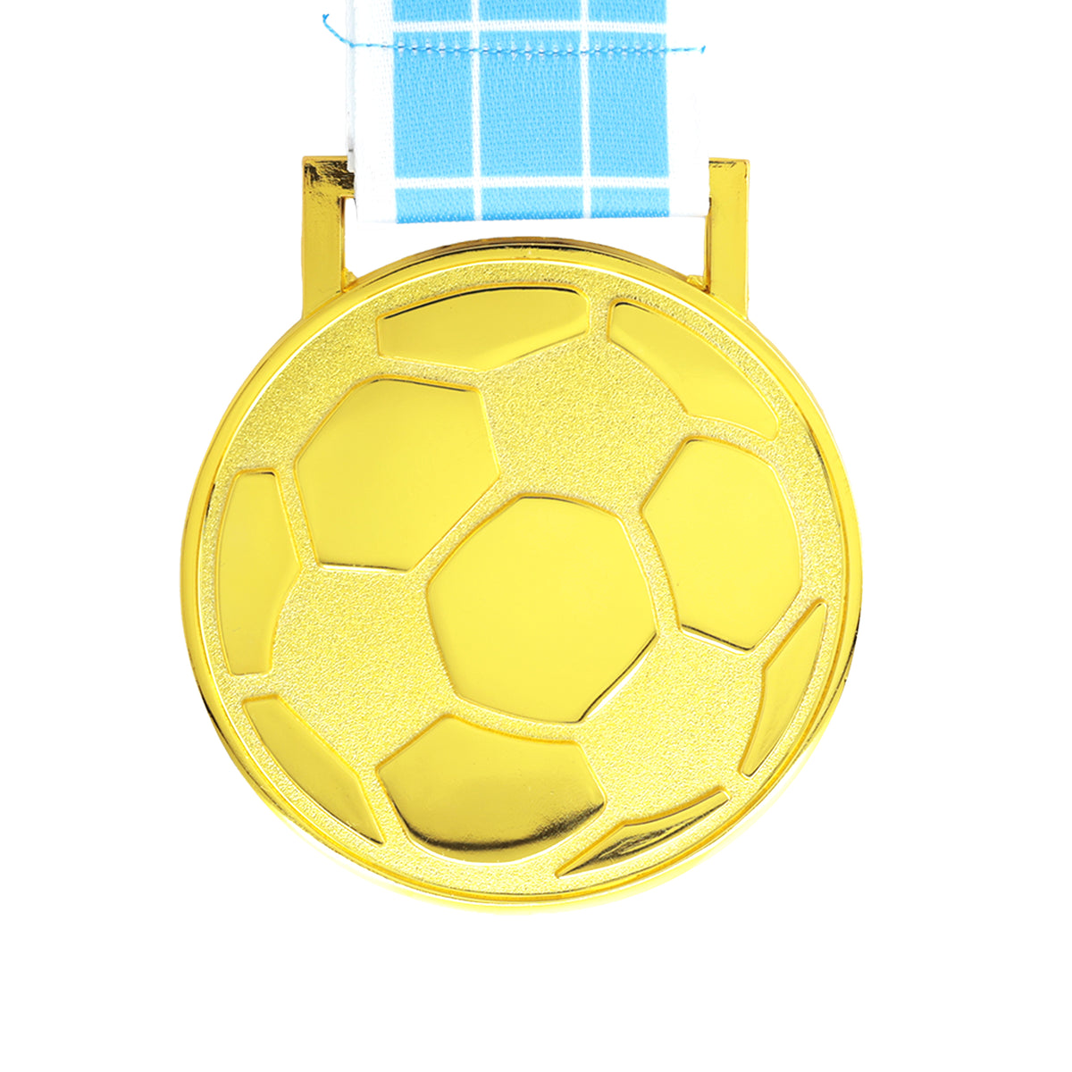 MED27 3'' Gold/Carolina&White Soccer Medal