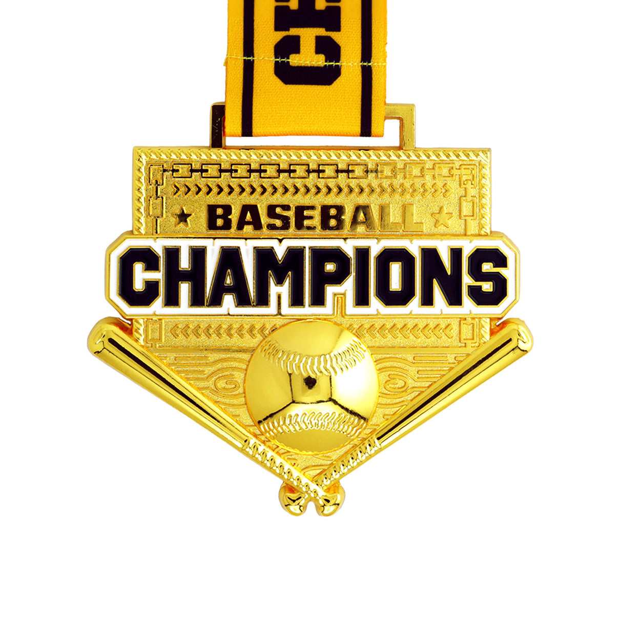 MED26 4'' Baseball Gold&Yellow Champions Medal