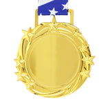 Med26 3.25" Blank Star Medal Gold&Blue