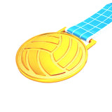 MED27 3'' Gold/Carolina&White Volleyball Medal