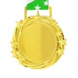 Med26 3.25" Blank Star Medal Gold&Green