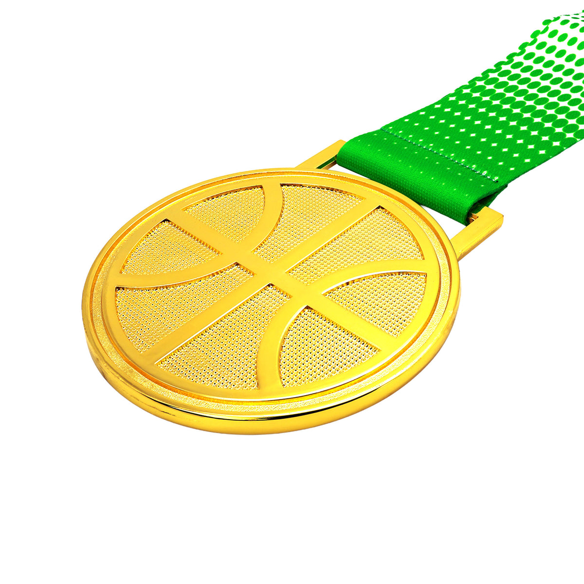 MED27 3'' Gold/Green&White Basketball Medal