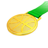 MED27 3'' Gold/Green&White Basketball Medal