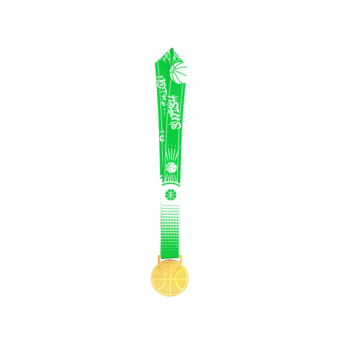 MED27 3'' Gold/Green&White Basketball Medal