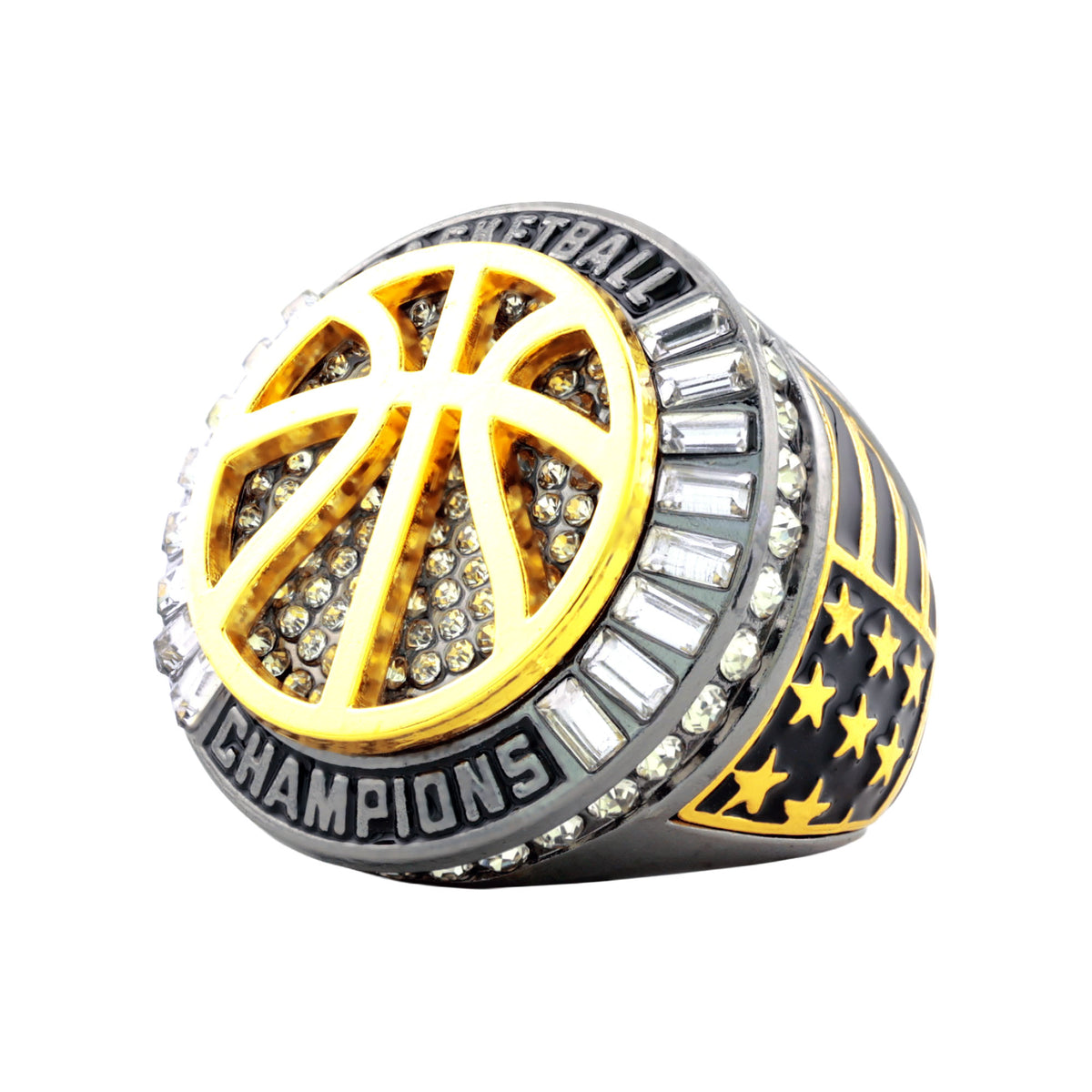 Basketball27B Gunmetal&Gold Champions Ring