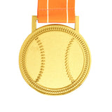 MED27 3'' Gold/Orange&White Baseball Medal
