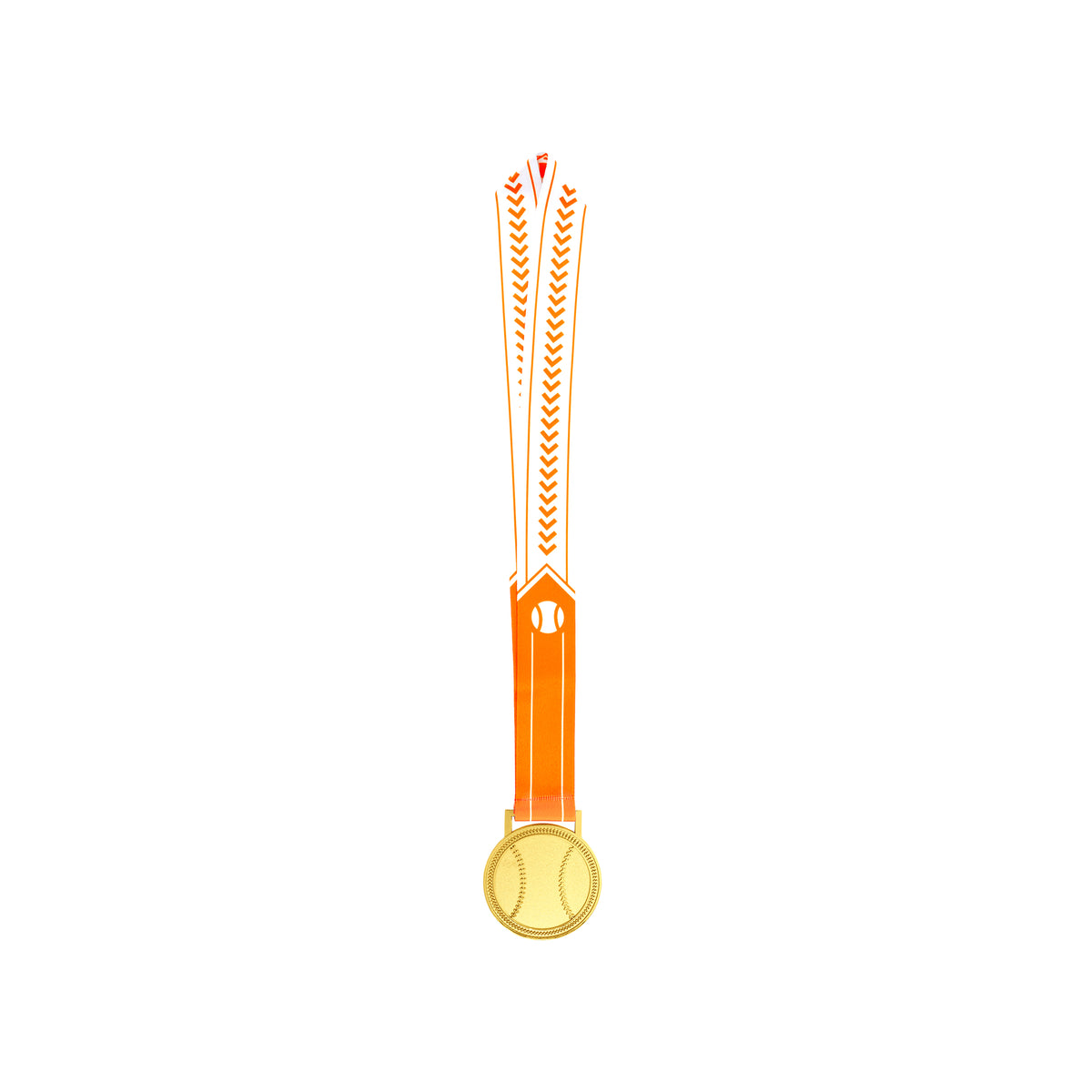 MED27 3'' Gold/Orange&White Baseball Medal