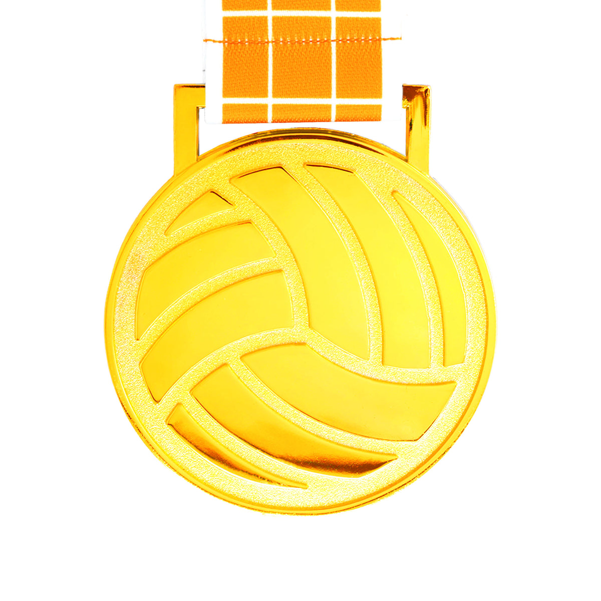 MED27 3'' Gold/Orange&White Volleyball Medal