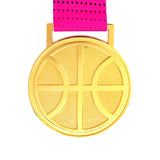 MED27 3'' Gold/Pink&Black Basketball Medal
