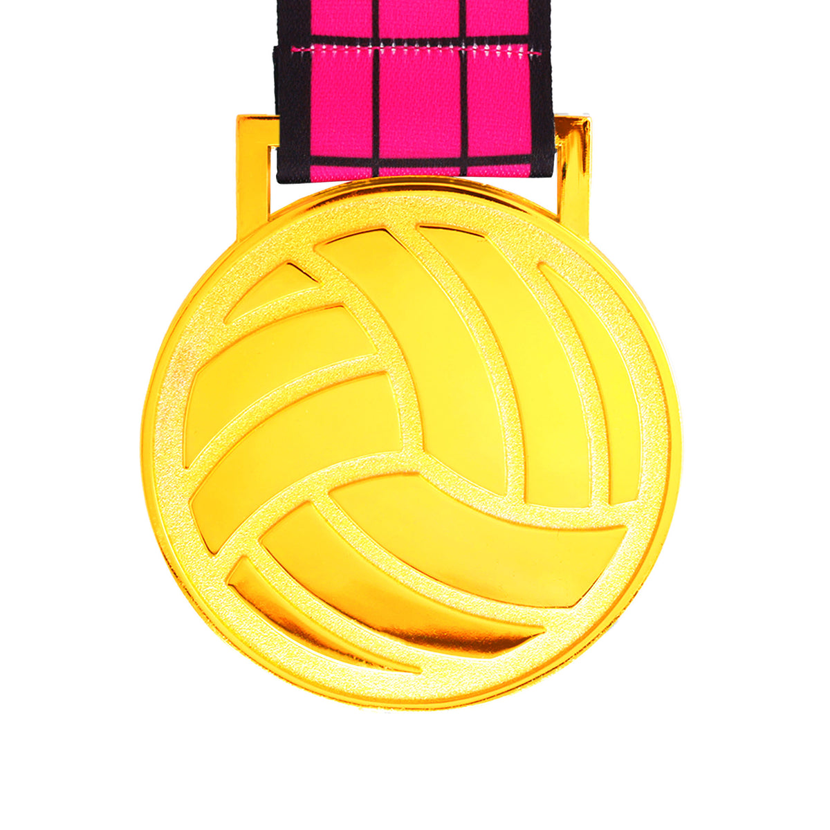 MED27 3'' Gold/Pink&Black Volleyball Medal