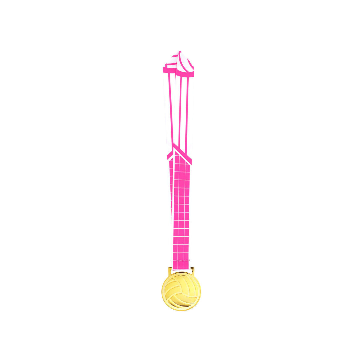 MED27 3'' Gold/Pink&White Volleyball Medal