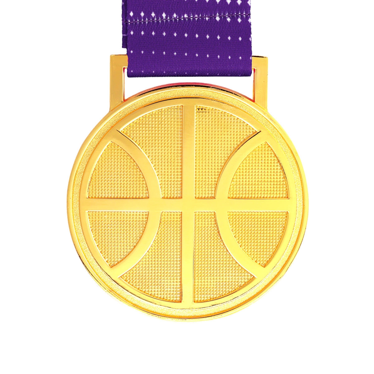 MED27 3'' Gold/Purple&White Basketball Medal