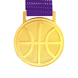 MED27 3'' Gold/Purple&White Basketball Medal