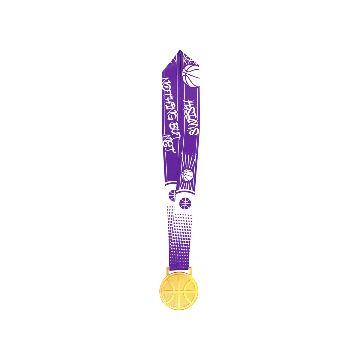 MED27 3'' Gold/Purple&White Basketball Medal