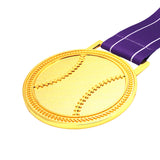 MED27 3'' Gold/Purple&White Baseball Medal